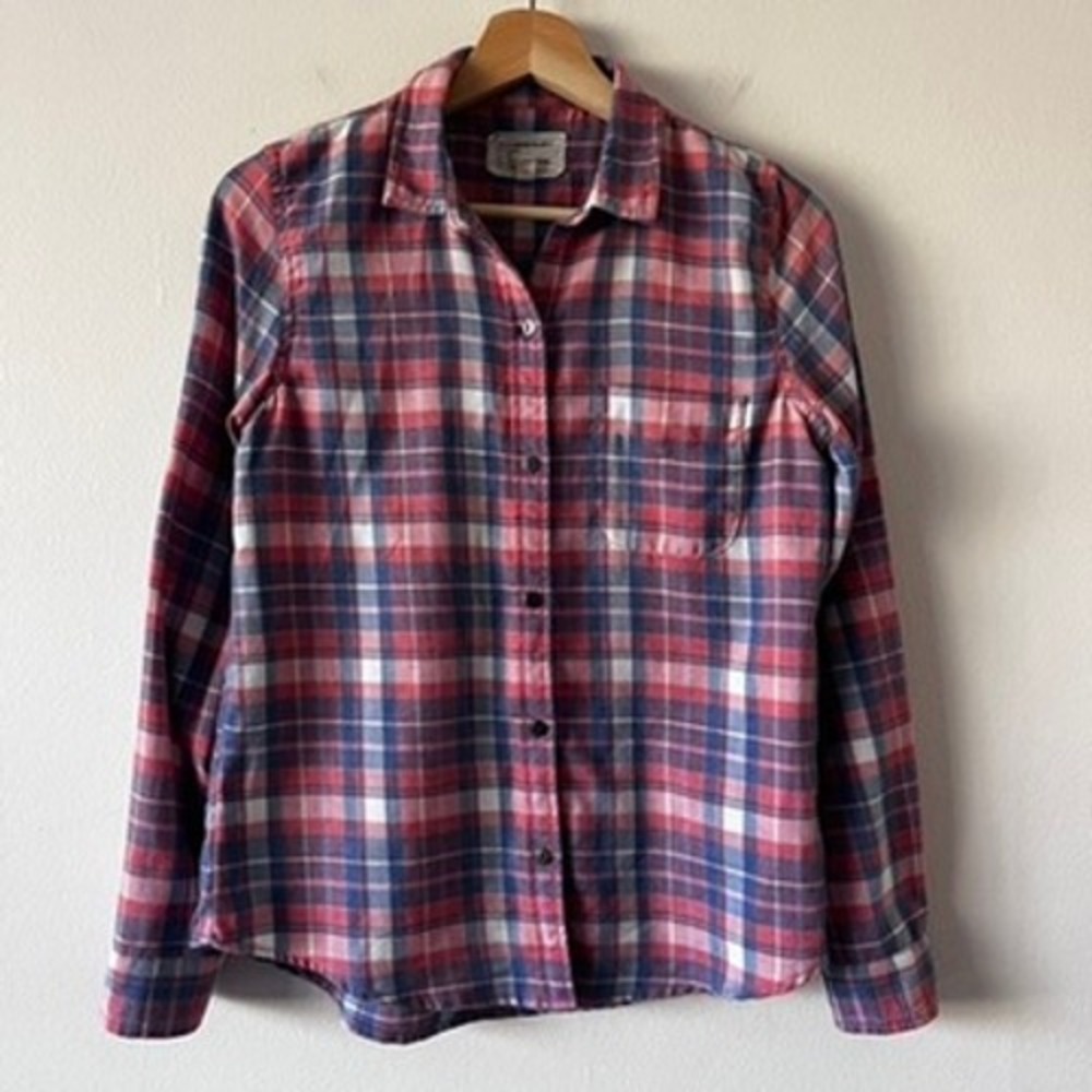 Current/Elliott Flannel Button Down Shirt Cotton Blend‎ Plaid size 1/small